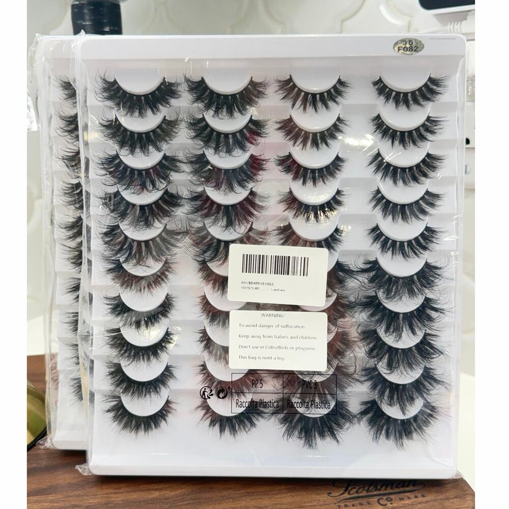3D Faux Mink False Eyelashes 20 Pair Dramatic Wispy Lash Set 2 Pack NEW
